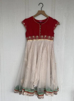 Vestido de fiesta Anarkali de diseñador indio paquistaní para niñas cosido BIBA talla 10-11 años Foto 1 de 4