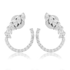 Real SI Clarity H Color Diamond Stud 18k White Solid Gold Earrings 0.50 Ct.