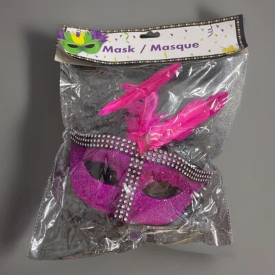 Mask ✨Masque Venice Pink Feather Festival Mardi Gras Masquerade NEW - Image 1 of 3