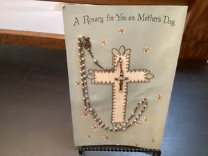 Vintage A Rosary for You on Mother's Day Unused on original Card - Picture 1 of 5