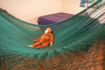 Mexi 2 dunkelgrün – Mexikanische Netzhängematte, handgefertigt, fair gehandelt - Bild 1 von 4