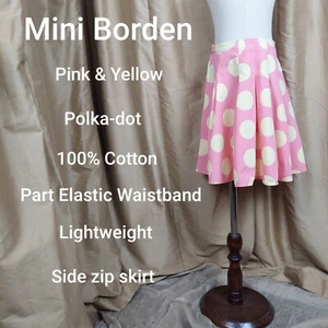 Mini Borden Pink &Yellow Polka-dots 100% Cotton Side Zip Skirt Size 5-6 Years - Picture 1 of 10