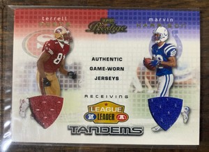 2002 Playoff Prestige Jerseys /250 Terrell Owens Marvin Harrison #LL15 HOF