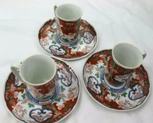 Set 3 Georges Briard Heirloom 7.5 Inch Salad Plate 3 Cups  Red Blue White Japan - Picture 1 of 6