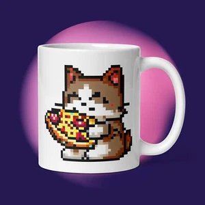 Cat Eating Pizza (Cup) - Picture 1 of 1