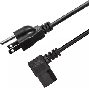 3 Prong Left Angle Power Cable 3Ft Heavy Duty AC Cables Forc13 Angle Type Cable, - Picture 1 of 12