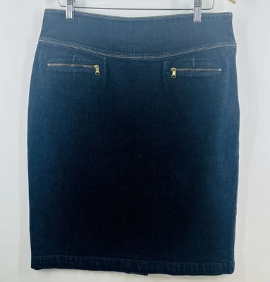 Falda Lápiz Lauren Ralph Lauren Denim Hasta la Rodilla Talla 12 Lavado Oscuro Western Foto 1 de 4