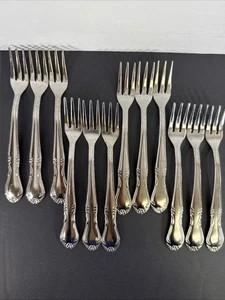 Delco Stainless Melinda Floral Tip 12 Cocktail Seafood Forks 5 3/4” - Picture 1 of 10