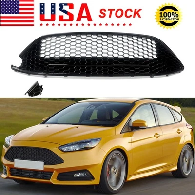Fits For Ford Focus ST 2015-2018 New Front Bumper Upper Grille Grill Gloss Black Foto 1 de 4