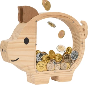 Hucha grande de madera para niños, linda alcancía para niños y niñas, irrompible - Imagen 1 de 12