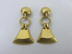 Vintage Clara Studio Earrings Brushed Gold Ear Clips Door Knocker Dangle - Picture 1 of 5