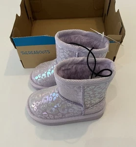 Botas de invierno para niñas pequeñas talla 9 púrpura arco iris guepardo nuevas - Imagen 1 de 6