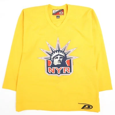 Camiseta deportiva de práctica de jugador profesional auténtica de los New York Rangers talla 56 amarilla NHL Foto 1 de 4