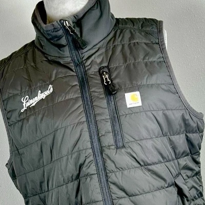 Carhartt Leinenkugels Rain Defender Vest Womens LARGE Dark Gray Full Zip Puffer - Image 1 of 4