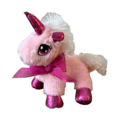 Dan Dee Collectors Choice Unicorn Plush 8" Pink & White Stuffed Animal Pink Bow - Image 1 of 3