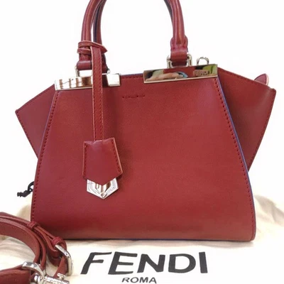 Bolso de hombro bidireccional Fendi Trois Jours en cuero rojo #PC7R49 Foto 1 de 4