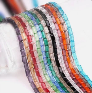 1 Strand Tube Transparent Glass Bead Strands Jewelry Making 2x4mm 3x6mm Crafts - Picture 1 of 30