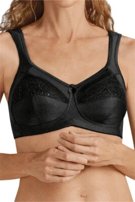 Amoena 'Isadora' Non Wired Pocketed Mastectomy Bra - Black - Image 1 of 4