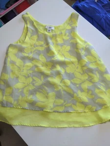 Cato floral blouse size 14/16 girls Lightweight Shirt Fast! Yellow grey - Picture 1 of 2