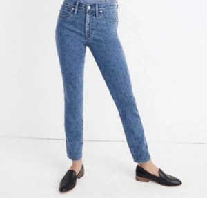 Madewell Damen Slim Straight bestickt Navy Dot Edition Jeans Größe 25 - Bild 1 von 19