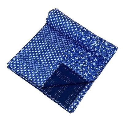 Edredón Kantha reversible vintage reina al por mayor manta indio tiro Ralli Foto 1 de 3