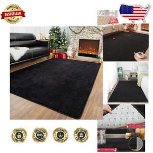 Cozy 5x7 Memory Foam Black Rug for Living Room & Bedroom - Luxurious Decor - Picture 1 of 9