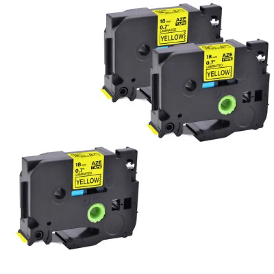 3PK Compatible with Brother PT2200 TZ-641 Tze-641 Black/Yellow Label Tape 18mm - Image 1 of 4