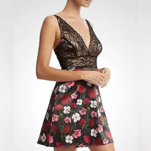 Hanky Panky Black & Red Luxe Satin Lace Chemise Slip Dress NWT size M Retail 126 - Picture 1 of 11