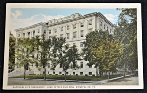 Postal National Life Insurance Home Office Montpelier de colección década de 1920 Curteich - Imagen 1 de 1