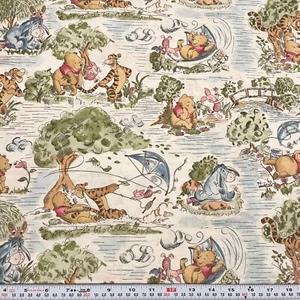 Pooh's Day In The Park Winnie the Pooh Toile Beige Cotton by the HALF YARD - Picture 1 of 2