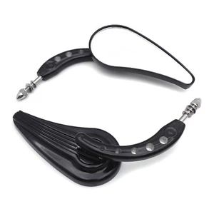 Black Raindrop Side Mirrors For Harley Electra Glide Ultra Classic Ultra Limited - Picture 1 of 7