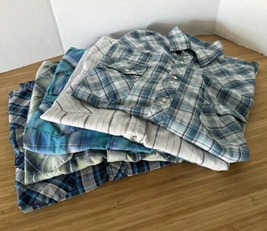 Wrangler S/Slv Shirts XL Plaid Pearl Snap Blue White Green Gray Teal GC 1 w Flaw - Picture 1 of 18