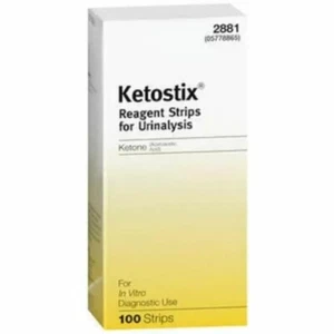 Tiras de reactivos Ketostix para análisis de orina, medir niveles de cetonas, caja de 100 unidades - Imagen 1 de 1