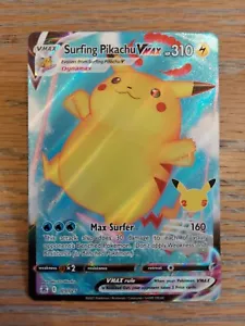 Surfing Pikachu Vmax 009/025 Celebrations NM Full Art Ultra Rare Pokemon Card - Picture 1 of 2