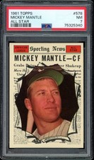 1961 Topps Baseball #578 Mickey Mantle All Star PSA 7