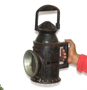 Vintage Railroad Blue Signal, Train Light Globe Iron Kerosene Lamp Lantern 15245