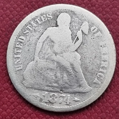 1874 Seated Liberty Dime 10c Mid Grade  #31195 Cover