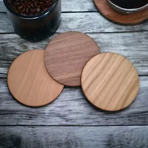 Round Wooden Finish Coasters, Sets of 4, 6 or 8 (12cm 4.5"), Customised Options - Picture 1 of 5