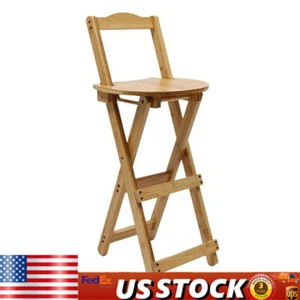 Bamboo Folding Bar Stools Patio Stools For Bar Table, Breakfast Bar, Coffee Bar - Picture 1 of 14