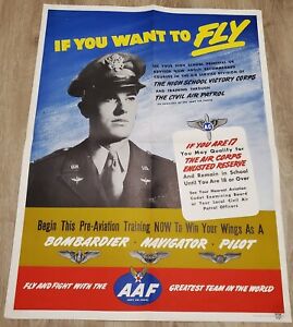 Original World War 2 Poster USAAF Recruitment Propaganda Poster Army Air Corps
