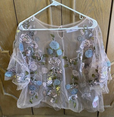 Disney Embroidered Floral Blouse Women’s XL - Image 1 of 4