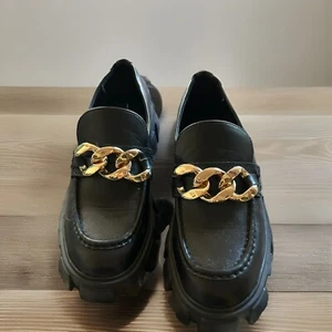 Steve Madden TriffectaBlack Chunky Platform Patent Buckle Loafers Shoes Size 8.5 - Picture 1 of 6