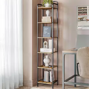 Bookcase Bookshelf, Narrow Book Shelf, Industrial Corner Shelf Storage Organizer - Picture 1 of 12