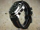 26Mm New Cow Leather Strap Black Watch Band Copper Stitch Pam Bkc