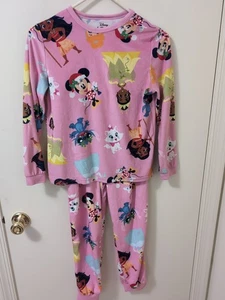 Sz L (10-12) Disney 100 Girl's Pajama Set Stitch Princesses Pink - Picture 1 of 5