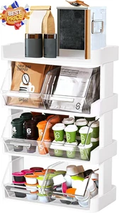 Tea and Coffee Organizer 4 Layer Tea Bag Holder Stackable Coffee Pods Station - Picture 1 of 10