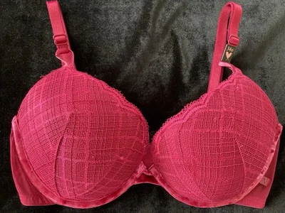 New Victoria's Secret 34D Push Up Burgundy Plaid Pattern Lace Velvet Accent NWT - Image 1 of 4