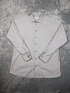 Eton Hemd Herren 17,5 44 blau grau kariert moderne Passform Knopfleiste elegant Baumwolle - Bild 1 von 11