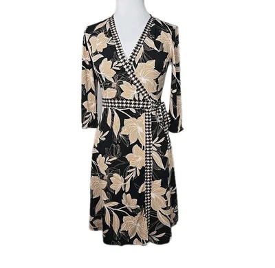 Vestido envolvente reversible WHBM tejido elástico manga 3/4 negro/beige talla 00 Foto 1 de 4