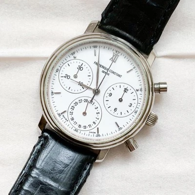Frederique Constant Men's Quartz Watch - White Dial, Chronograph/Silver Bracelet - Image 1 of 3